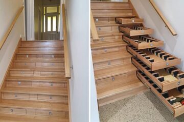 Builder Transforms Staircase into Wine Cellar in a Week & a Half Using Bunnings Drawers