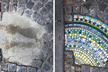 Artist Fixes Public Potholes with Colorful Mosaics